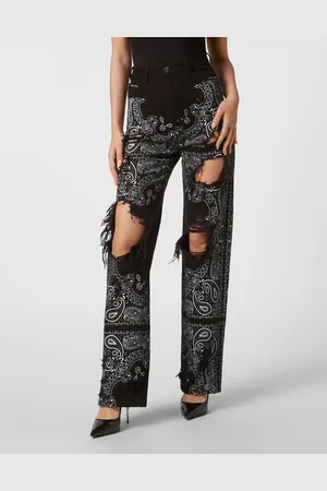 Philipp Plein Jeans Met Wijde Pijpen Paisley