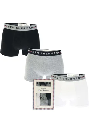 Ben Sherman Heren 3 Pack Roman Trunks in Zwart Grijs Wit