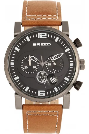 Breed Ryker chronograaf horloge met leren bandje met datum
