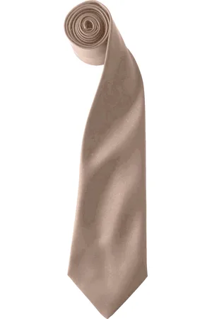 Premier Kleuren Heren Satin Clip Tie (Pakket van 2) (Khaki)