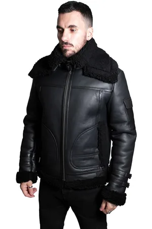 Infinity Heren retro biker schapenvachtjack-Avignon