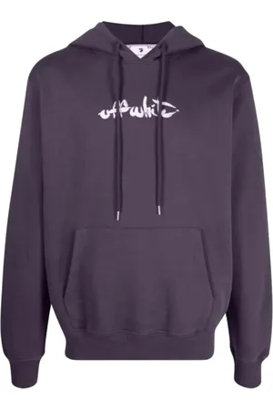 OFF-WHITE Gebroken witte verf Arrow-logo slim-fit aubergine paarse hoodie