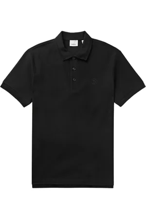 Burberry Branded Circle Logo Black Polo Shirt