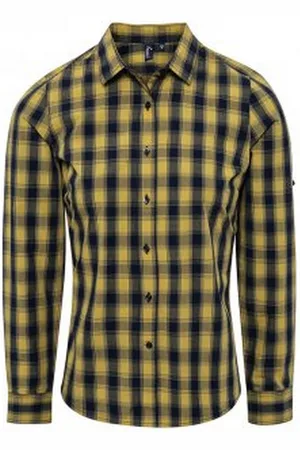 Premier Dames/dames Mulligan Check shirt met lange mouwen (Kameel/Zwaar)