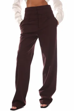 OFF-WHITE Dames Off White Dry WO Double Waisted Pants in Brown