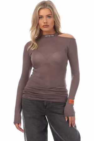 Heron Preston Dames Cut Shoulder CTNMB Crewneck Sweater in Wit