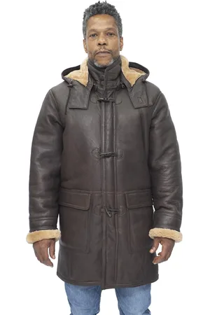 Infinity Duffelcoat van schapenvachtleer voor heren met capuchon-Hanko