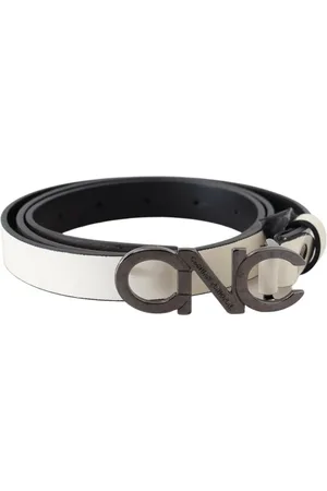 Costume National Grijze Lederen Riem Met Logo