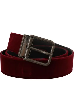 Dolce & Gabbana Fluwelen Lederen Brede Vintage Gesp Riem