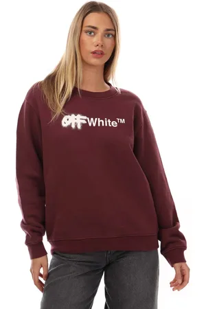 OFF-WHITE Dames Off White Spray Helvetica Regular Crewneck Sweatshirt in Bourgondië
