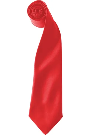 Premier Kleuren Heren Satin Clip Tie (Pakket van 2) (Aardbeienrood)