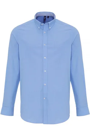 Premier Heren Katoen Rijke Oxford Stripe Shirt (Lichtblauw)