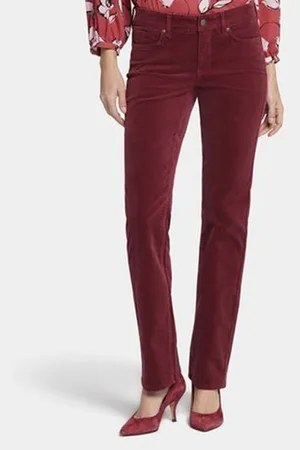 NYDJ Marilyn Straight Jeans Rood Corduroy | Cranberry Pie
