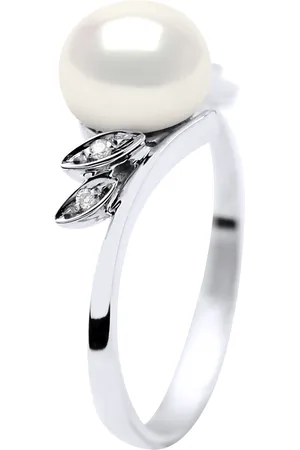 Diadema Zoetwater Parel Ring 7-8 mm en 0020 Cts Diamond Jewellery White Gold