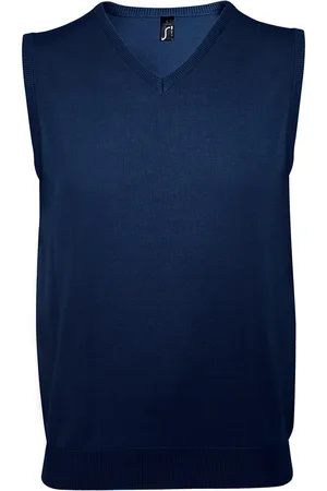 Sols Unisex Heren Mouwloze V Hals Trui Vest (Marine)