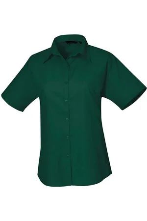 Premier Dames/Dames Popeline Blouse met Korte Mouwen (Fles )