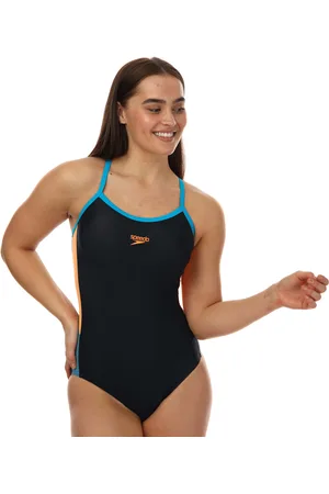 Speedo Dive Muscleback badpak met smalle bandjes voor dames, -oranje