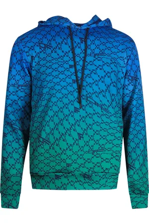OFF-WHITE Gebroken witte all-over pauwblauwe sporthoodie