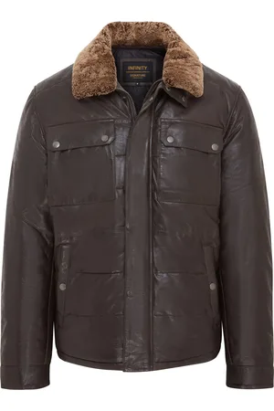 Infinity Heren Leren Puffer Gewatteerde Jas - Farsund