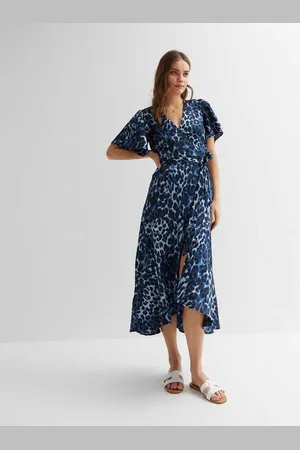 Gini London Midi-wikkeljurk met dierenprint en engelmouwen