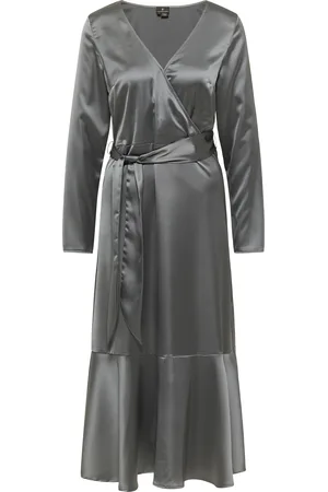 Dreimaster Blouse jurk Dames grijze olijf