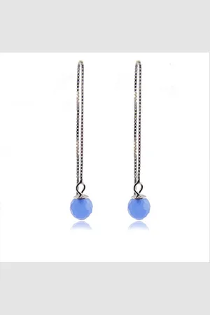 Luxenter 925 sterling zilver en gerhodineerd aquamarijn blauwe hydrothermale kwarts oorbellen