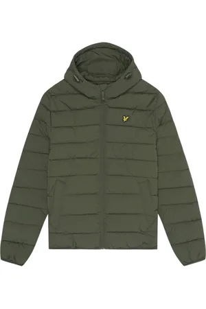 Lyle & Scott Olijfgroen pufferjack met capuchon van met logo en logo