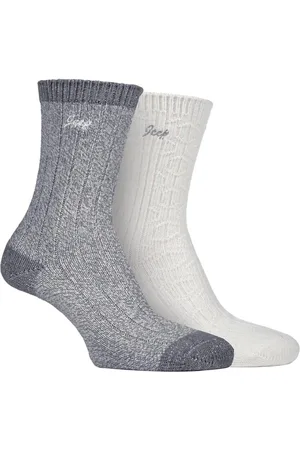 Jeep Set van 2 superzachte sokken voor wandelschoenen voor dames - Leisteen / Room