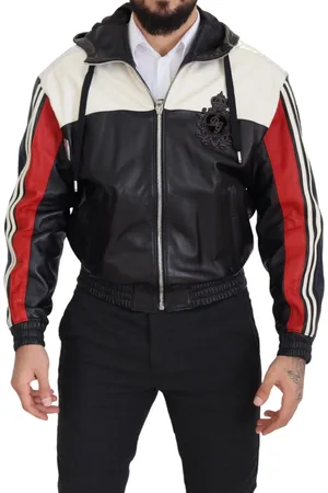 Dolce & Gabbana Leren blouson jas met capuchon