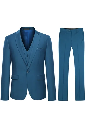 Allthemen Koningsblauw 3-delig slim-fit pak