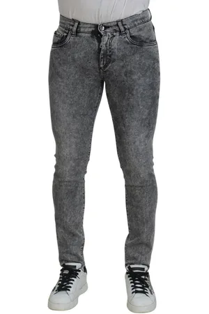 Dolce & Gabbana Grijze Gewassen Katoenen Slim Fit Denim Jeans