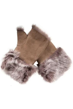 Infinity Womens Shearling Wanten Vingerloze manchetten Toscana Suède Schapenvacht Bont