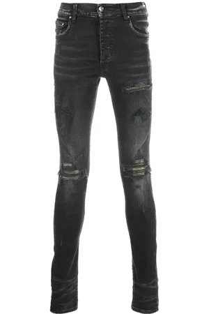 AMIRI Leren Camo MX1 verouderde zwarte jeans