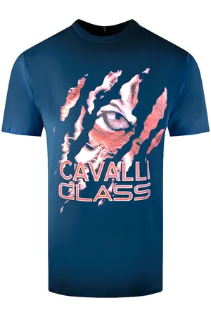 Roberto Cavalli Peeking Tiger Design marineblauw T-shirt