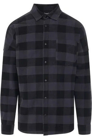 Palm Angels Curved Logo Checked Black Shirt