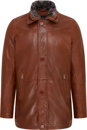 Infinity Heren Tan Mid-Length Warme Leren Trenchcoat - Varkaus