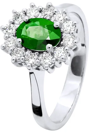 Diadema Ring EMERALD 0,85 Cts Marquise Diamonds 0,36 Cts Wit Goud 18 Karaat