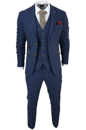 PAUL ANDREW Heren tweed geruit 3-delig pak