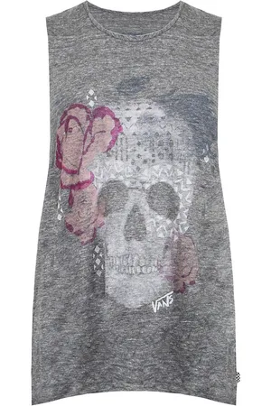 Vans Off The Wall Sketchy Skull Vrouwen Grijze Top