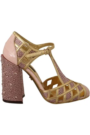Dolce & Gabbana Kristallen T-band Roze Leren Pumps
