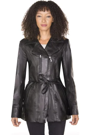 Infinity Dames leren lange bikerjack-muscat