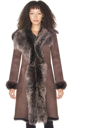 Infinity Dames Toscana schapenvacht suède trenchcoat-Tbilisi