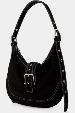 OSOI Mid Hobo Brocle Schoudertas - - Leer - Denim