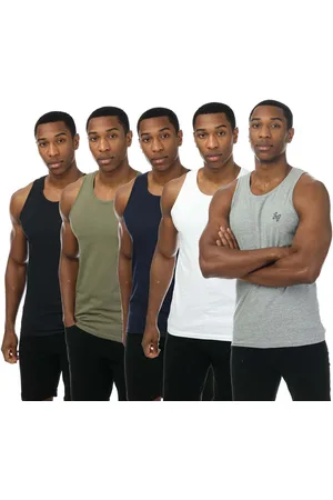 JACK & JONES Heren Jack Jones Joseph 5 Pack Vest Tops in Multicolour