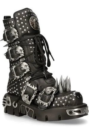 New Rock Lederen gotische laarzen met studs-1535-S1