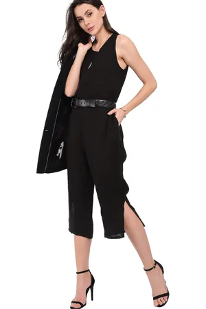 Le Jardin du Lin Ronde waterdruppelkraag Jumpsuit met zakken en opening aan de zijkant van de pijpen