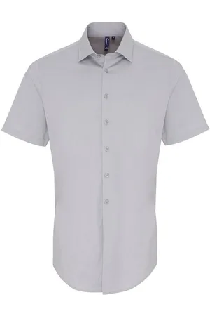 Premier Heren Rekken Pasvorm Poplin Korte Mouwen Shirt