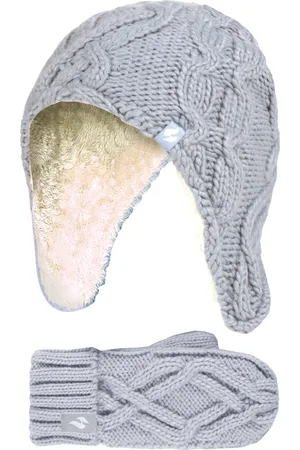 Heat Holders Meisjes Majestueuze Trapper Hat Mitts Set - Vorstgrijs