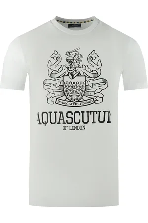 Aquascutum Large Bold London Aldis Brand Logo White T-Shirt