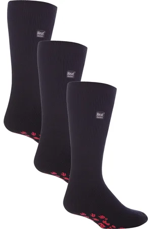 Heat Holders 3 paar pantoffelsokken voor heren met grips - Rood
